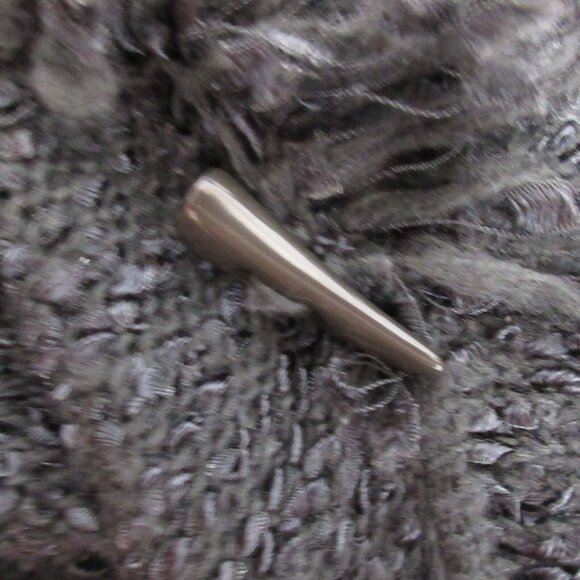 Lisa Intl Cardigan Sweater PM Black Chenille Tie & Toggle Fringe Collar/Sleeves - Picture 8 of 9